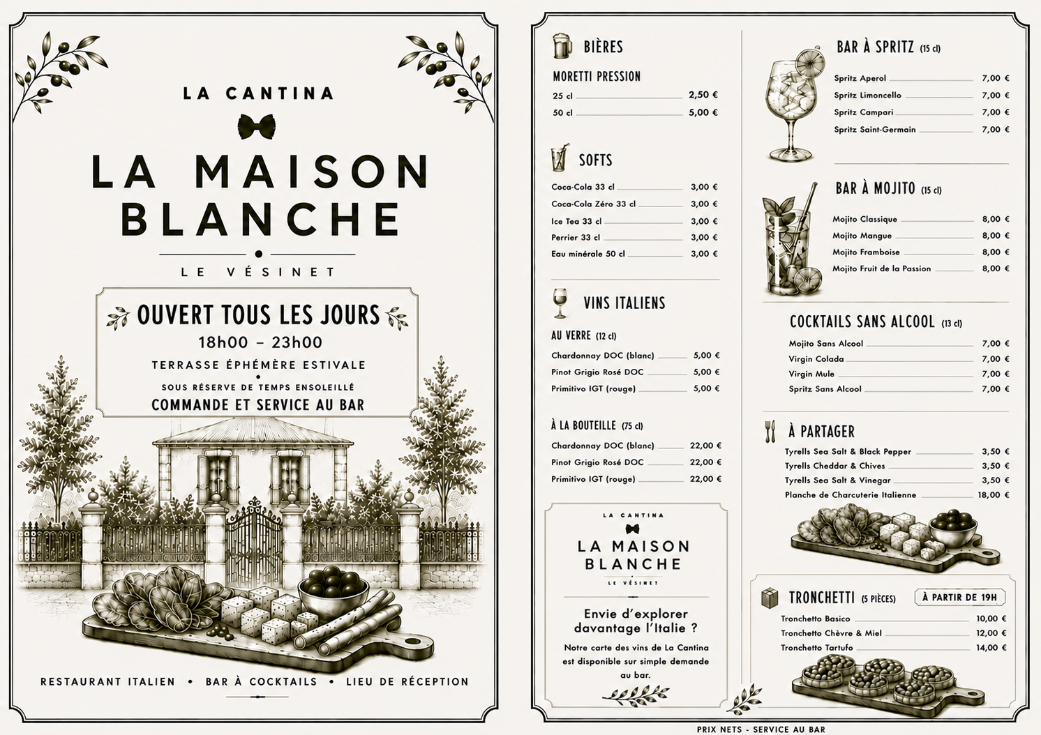 La Maison Blanche menu